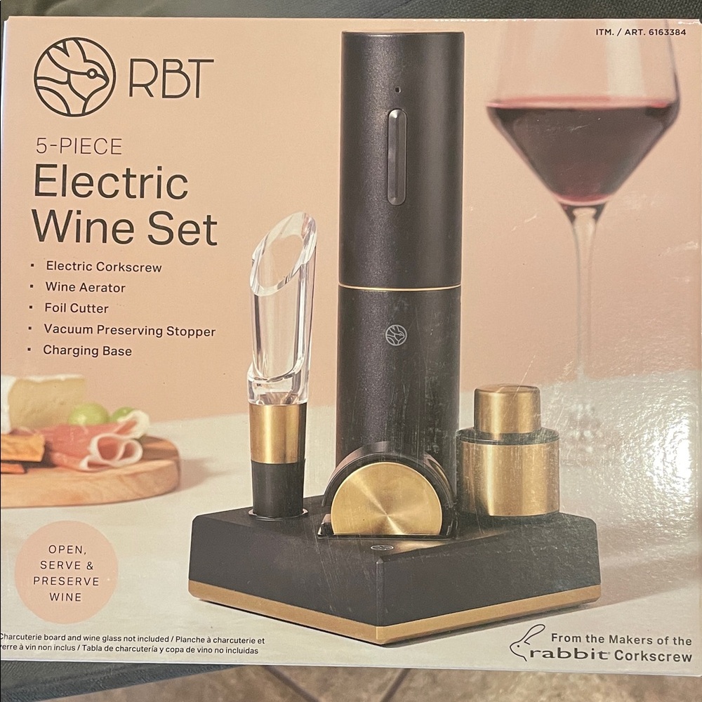 RBT Black and Gold 5-Piece Electric Wine Set